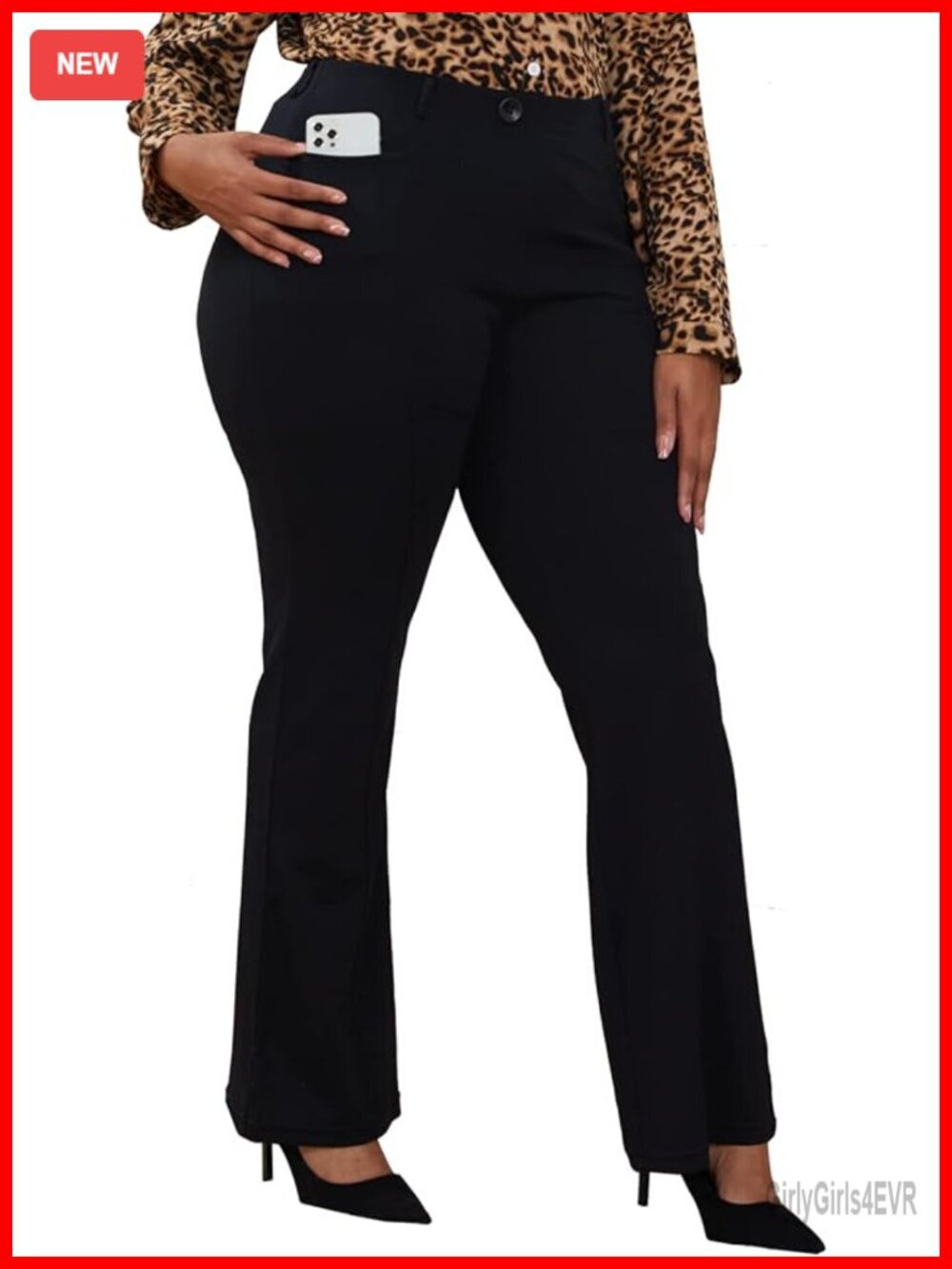 Wrinkle-Free Stretch Dress Pants Plus Size Pull-on Office Pants